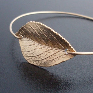 Leaf Bracelet Bangle Gold Plated Leaf Charm Bracelet Cottagecore Nature Jewelry Women Fall Wedding Jewelry Fall Bridesmaid Gift Leaf Jewelry