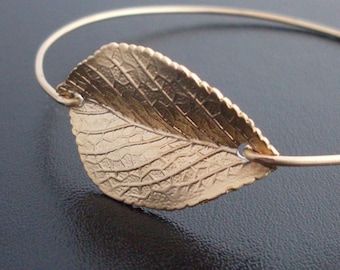 Leaf Bracelet Bangle Gold Plated Leaf Charm Bracelet Cottagecore Nature Jewelry Women Fall Wedding Jewelry Fall Bridesmaid Gift Leaf Jewelry