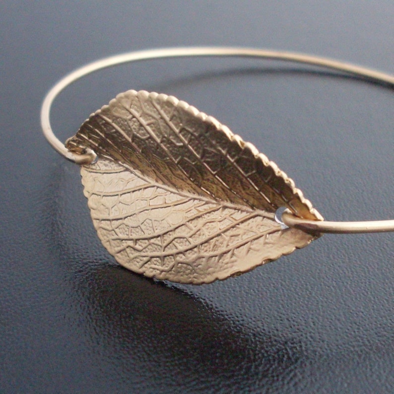 Leaf Bracelet Gold Plated Leaf Charm Leaf Jewelry Nature Etsy
