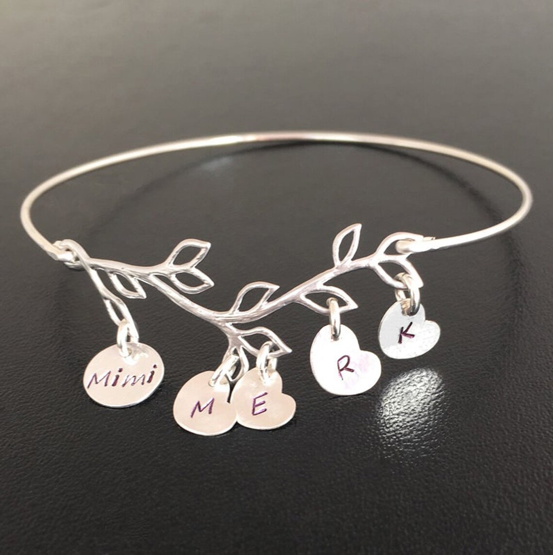 Personalized Family Bracelet With Initial Charms Mothers Day Etsy