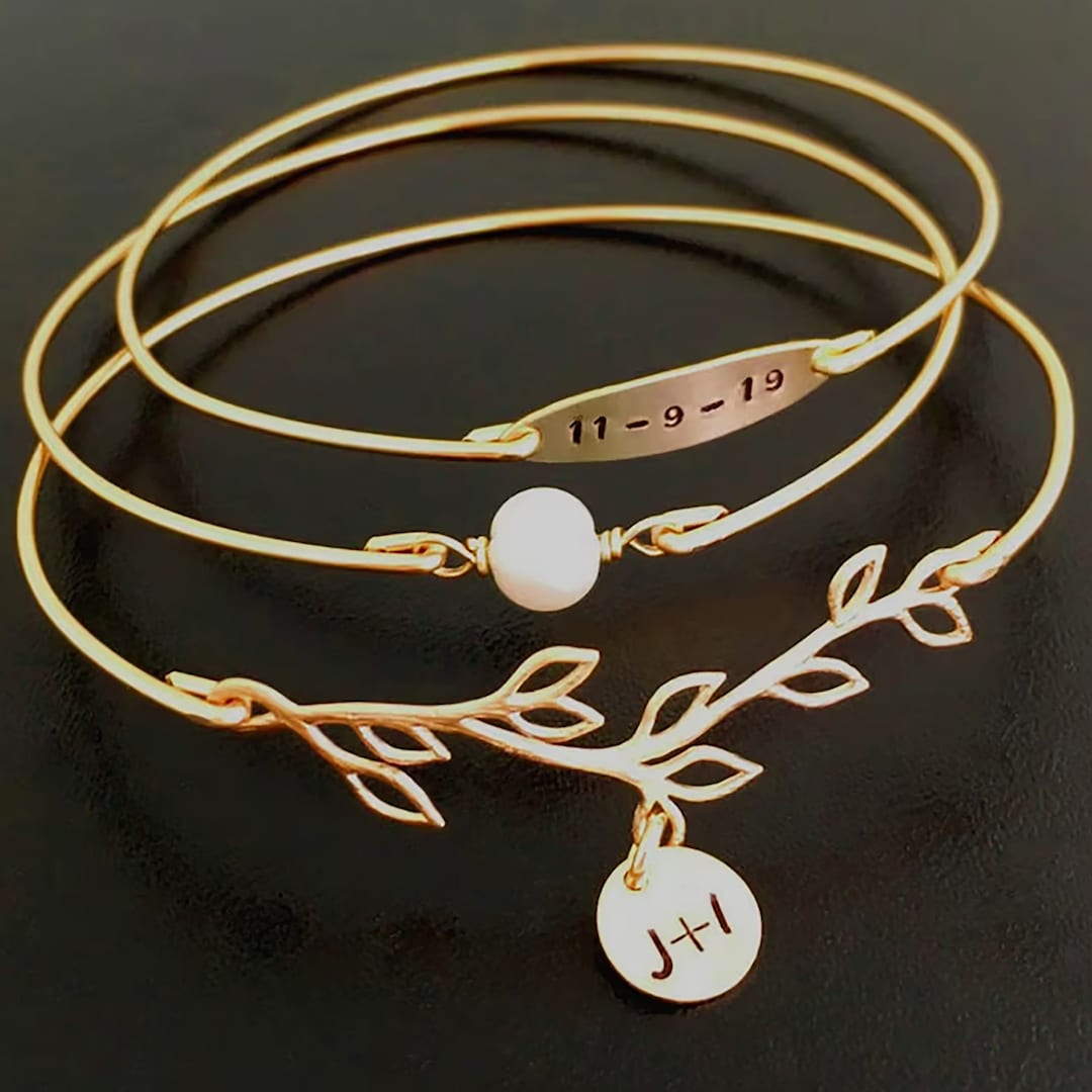 Circle Monogram Spring Cuff Bracelet