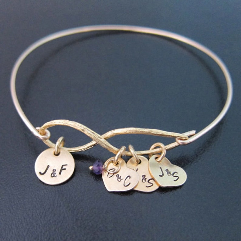 Mothers Day Bracelet Personalized Infinity Initial Bracelet Unique Mom Gift from Daughter Son Family Jewelry Mother Grandma Sentimental Gift image 5