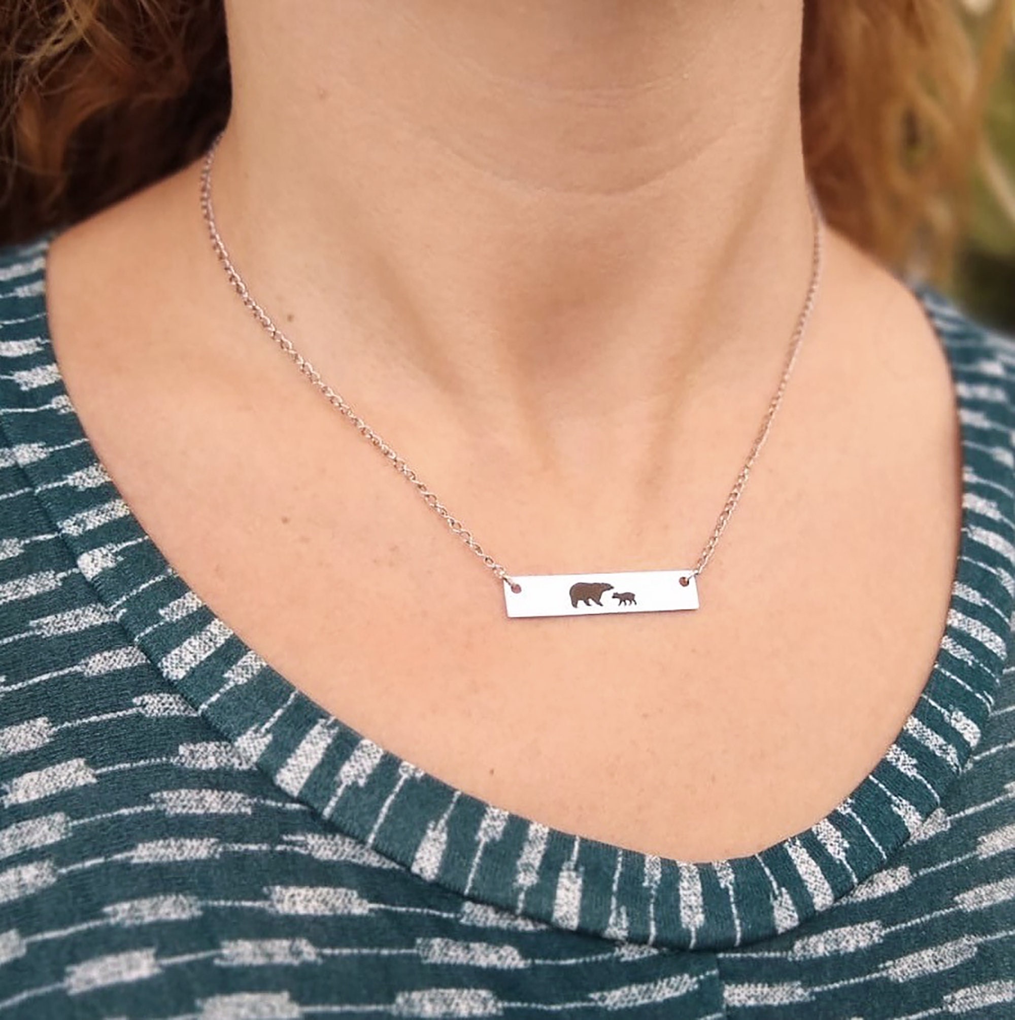 Mama Bear Necklace With 3 Cubs Women 