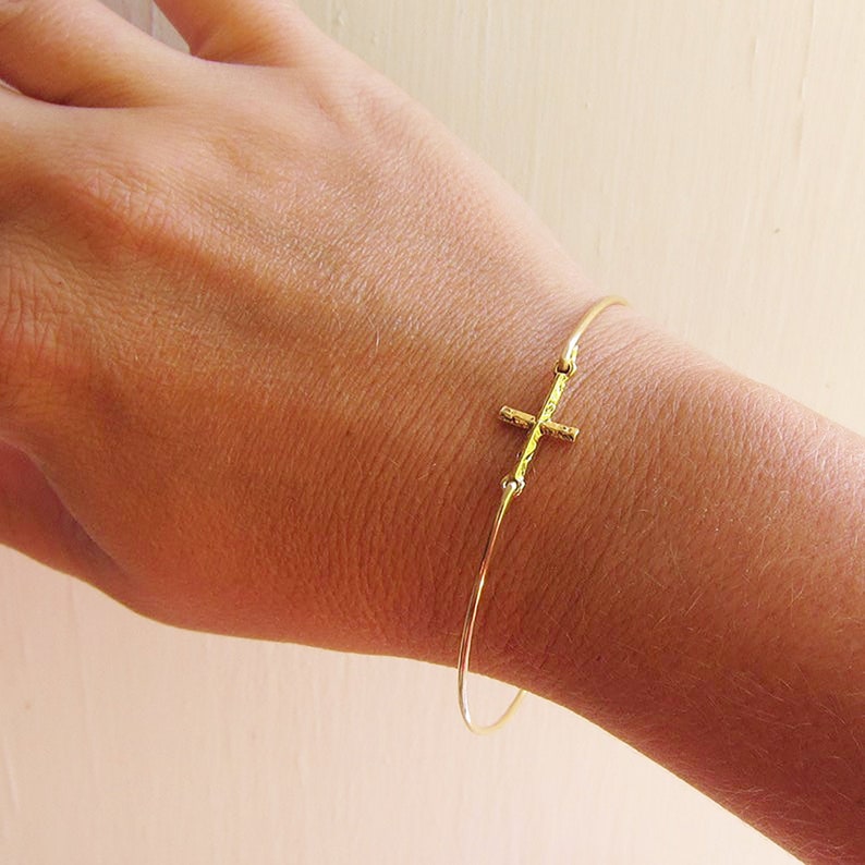 Sideways Cross Bracelet for Women Christian Jewelry Bracelet Etsy