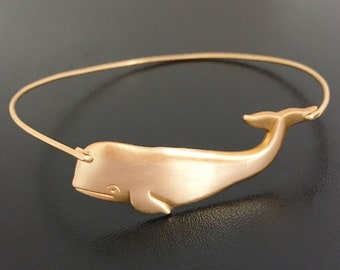 Whale Bracelet Gold Tone Statement Jewelry Whale Jewelry Statement Bracelet Gift Ocean Theme Jewelry for Women Nautical Jewelry Whale Bangle