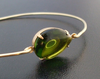 Olive Green Bracelet, Green Glass Drop, Green Bracelet, Green Jewelry, Green Olive Jewelry