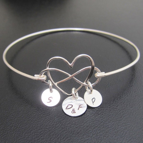 Infinity Heart Bracelet Bangle Sterling Silver Mom Bracelet Mother Bracelet Heart Infinity Wife Birthday Gift Mother Day Jewelry Family Tree