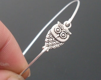 Owl Bracelet, Owl Jewelry Gift for Women, Cute Bracelet for Girlfriend, Owl Lover Gift, Owl Bangle Bracelet