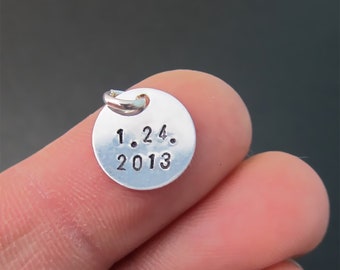 Add Date Charm to Your Bangle Order Sterling Silver or 14k Gold Fill Hand Stamped Personalize Date Charm Wedding Date Anniversary Birth Date