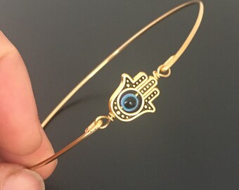 Pulsera azul de mal de ojo, pulsera de Hamsa para mujer, joyería