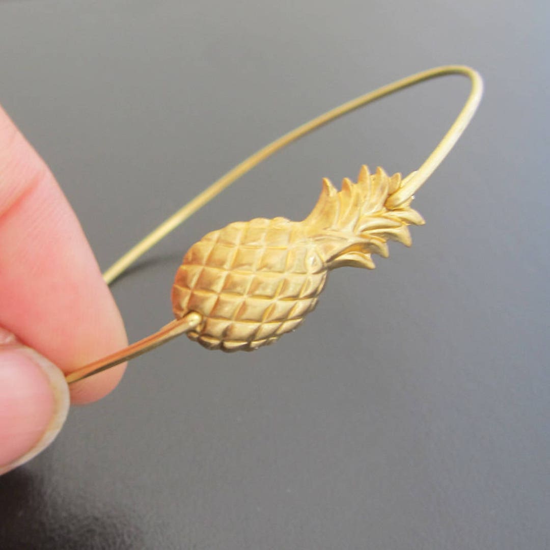 Pineapple Bracelet Golden Pineapple Charm Bracelet Island Etsy