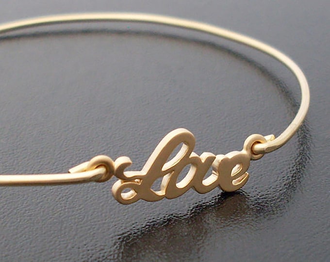 Love Bangle Bracelet for Women Small Gold Plated Love Charm Bracelet Dainty Bridesmaid Bracelet Bangle Bridesmaid Gift Idea on the Cheap