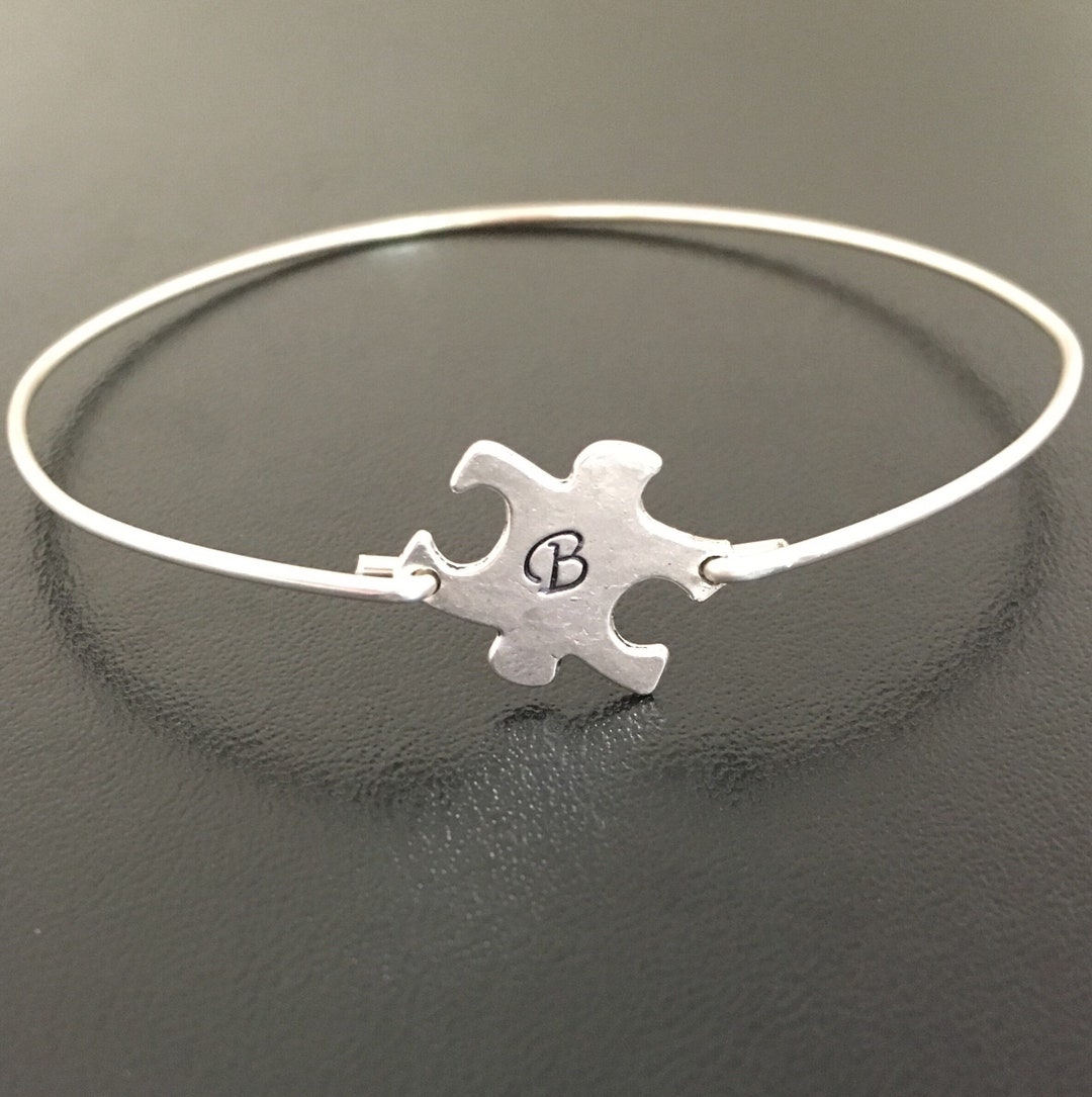 Personalized Puzzle Piece Bracelet Puzzle Piece Jewelry Jigsaw Etsy