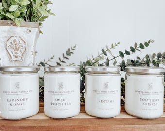 Soy Jar Candle // Choose Your Scent // Container Candle // 16 oz Candle // Hand Poured Candle // All Natural Candle // Farmhouse Candle //