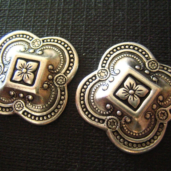 2 PC Regal Design Oxidized Silver Stampings
