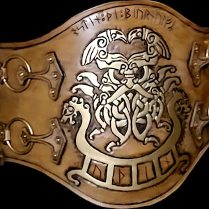 Wide Gilded Odin Hero Leather Belt