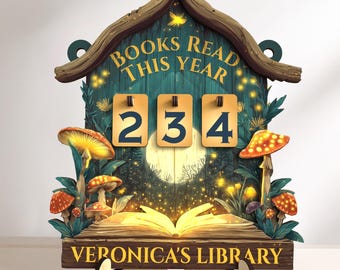 Personalized Books Read This Year Counter,Books Read Tracker,Book Lover ,Library Bookshelf Decor,Book End,Gift for Reader,Bookish,Book Club