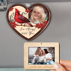 Presente para a perda do pai, clipe para viseira de carro com foto, presente memorial de condolências, estou sempre com você, perda de pai e mãe, enfeites de Natal em memória, presente de luto