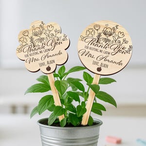 Porte-carte cadeau enseignant, enseigne représentant une plante, appréciation de l'enseignant, merci à l'enseignant pour la fin de l'année, souvenir pour l'enseignant, aidez-moi à grandir, étiquette de jardin