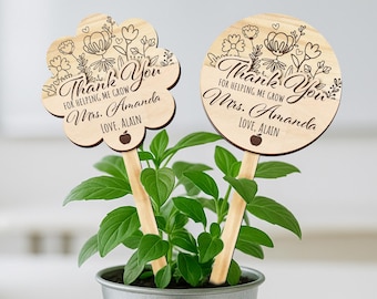 Teacher Gift Card Holder,Teacher Plant Sign,Teacher Appreciation,Thank You Teacher End of Year,Teacher Keepsake,Helping Me Grow,Garden Tag