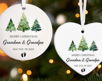 Custom New Grandparents Christmas Ornament,Promoted to Grandparents Ornament,New Baby Xmas,Pregnancy Announcement Reveal to Grandparents