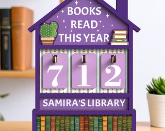 Personalized Books Read This Year Counter,Vintage Book Tracker Sign,Book Lover,Reader Gift,Library Bookshelf Decor,Book End,Reading Lover