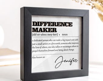 Difference Maker Gift,Appreciation Gifts for Leader Boss Mentor Coworker Teacher,Wooden Frame Sign,Employee Gift,Retirement Gift,Supervisor