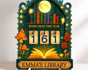Personalized Book Tracker Sign,Books Read This Year Counter,Books Read Tracker,Book Lovers Gift,Library Bookshelf Decor,Reader Gift,Book End