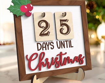 Christmas Countdown Wooden Sign,Countdown Advent Calendar,Days Until Christmas Sign,Countdown To Xmas,Christmas Gift,Rustic Holiday Decor