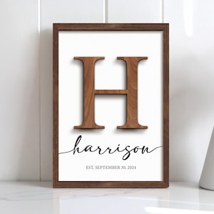 Plaque nom de famille personnalisée, cadre en bois, cadeau de mariage, anniversaire de mariage, pendaison de crémaillère, plaque nom de famille, décoration rustique, premier cadeau pour la maison