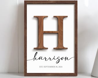 Gepersonaliseerde bord familienaam, houten lijst, huwelijkscadeau, jubileum, housewarming, bord achternaam gevestigd, rustiek decor, eerste cadeau thuis