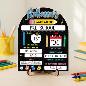 Pizarra personalizada para el regreso a clases, letrero intercambiable para el primer y último día de clases, letrero de borrado en seco, regalos para niños, hijos e hijas.