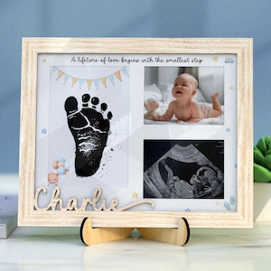 Custom Baby Handprint Footprint Photo Frame,Baby Arrival Announcement Sign,Baby Name Reveal,Newborn Keepsake,Baby Shower Gift,Nursery Decor