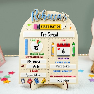 First Day Of School Sign,Back to School Board,Kindergarten 1st Day of School  Reusable Sign,Last Day of School,Photo Prop,First Day of Pre K