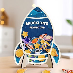 Aangepaste beloningspot in de klas voor leraar, magnetische beloningspot, tokenpot, beloningssysteem, terug naar school, cadeau voor kinderen, raketnaam beloning voor kinderen