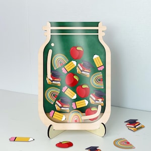 Magnetic Reward Jar with Tokens,Reward System for Kids Behavior,Apples Pencils Reward Jar,DIY Kids Name,Classroom Decor,Back to school