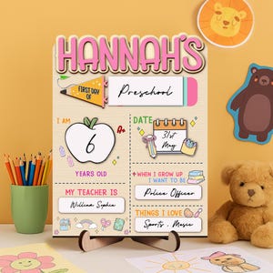 Custom First And Last Day School Sign,Back to School Sign,Preschool,Kindergarten 1st Day of School,Interchangable First Day Of School Board