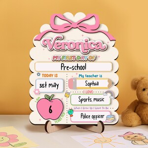 Personalized First Day School Sign,Back to School,Preschool,Kindergarten 1st Day of School Sign Reusable,First Day of School Board,Name Sign