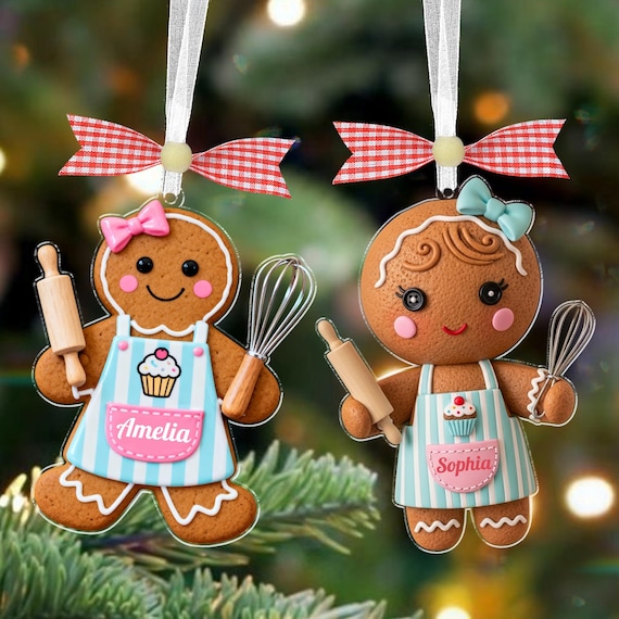 Custom Gingerbread Baker Christmas Ornament,Cute Baking 2D Plat Ornament,Kitchen Decor,Baker Keepsake,Cookie Tray,Baking Lover Gift