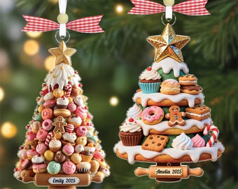 Custom Cookie Cupcake Xmas Tree Ornament,Bakery Decor for Baker,Sweet Lover,Gingerbread Cookie,Dessert Xmas Tree,Bakery christmas Gift