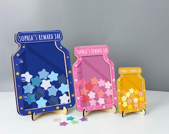 Aangepaste beloningspot, magnetische beloningspot met tokens, beloningssysteem met smileysterren voor het gedrag van kinderen, terug naar school, cadeau leraar, cadeau voor kind