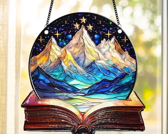 Night Court Acrylic Suncatcher Ornament,Book Lover Fantasy Book Reader Gift,Window Hanging,Flower Book,Bookish,Bookshelf Decor,Christmas