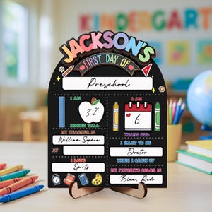 Letrero personalizado para el primer día de clases, letrero para el último día de clases, letrero con nombre personalizado, letrero de borrado en seco para el regreso a clases en preescolar, tablero para el primer día de clases