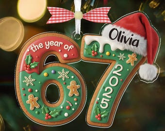 Personalized Six Seven Christmas Ornament 2025,67 Ornament,Funny Teen Gif,Funny Teenager Ornament, Gen Alpha Humor,Christmas Tree Decor Gift