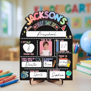 Letrero personalizado para el primer y último día de clases, pizarra para el primer día de clases, accesorio fotográfico para la vuelta al cole de preescolar, regalo para estudiantes, hijos, hijas y niños.
