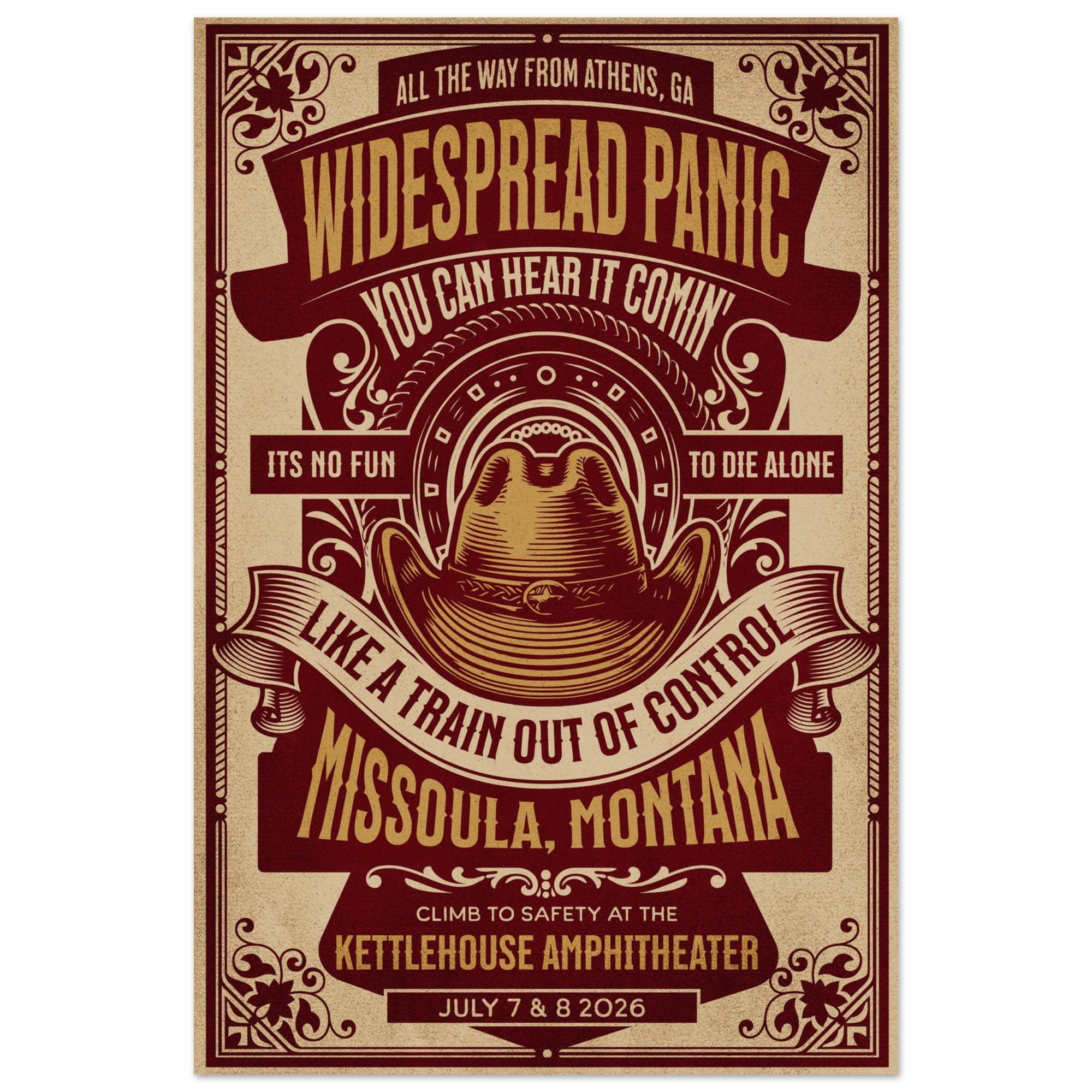 Widespread Panic Missoula Montana July 7,8 2026 Tour Poster | WSP