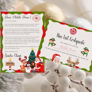 Paquete editable: carta de Papá Noel y plantilla de certificado de buena conducta. Imprimible y descarga instantánea en Canva