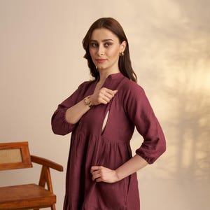 Linen Nursing Dress | 100% Linen Maternity Midi Dress | Breastfeeding Summer Outfit | Pregnancy & Postpartum Clothes | Baby Shower Gift