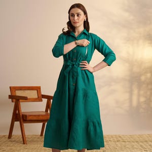 Linen Breastfeeding Dress, Nursing Midi Dress with Pockets, Loose Fit Maternity Dress, 100% Linen Summer Dress, Baby Shower Dress