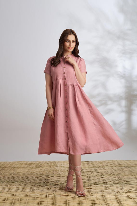 button down loose dress Women's Casual Everyday Relaxed Shirt Dress